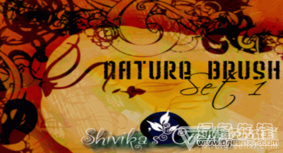 手绘混乱艺术植物印花PS笔刷(艺术植物印花笔刷素材)V1.0 绿色版1