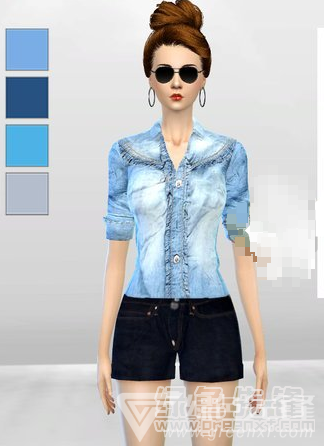 模拟人生4女生蓝色牛仔衬衫MOD(模拟人生4牛仔衬衫补丁)V1.0 最新版2