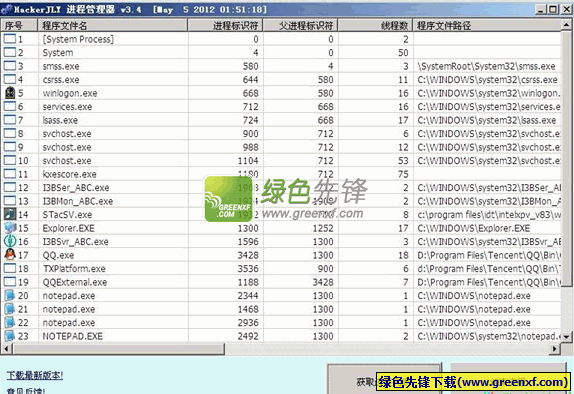 电脑进程管理|HackerJLY进程管理器V3.9绿色版