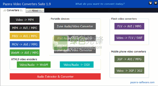 免费视频转换工具集(Pazera Video Converters Suite Portable)V1.11 绿色版