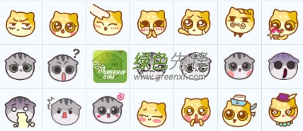 桩桩猫QQ表情包(木木猫和桩桩猫圆脸QQ表情包)+100 绿色版