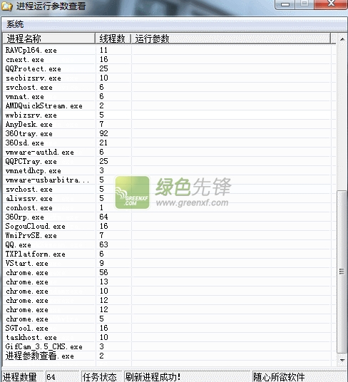 随心所欲进程运行参数查看(系统进程运行参数查看)V1.1 最新绿色版