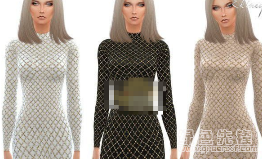 模拟人生4格子亮片连衣裙MOD(模拟人生4连衣裙补丁)V1.1 绿色版1