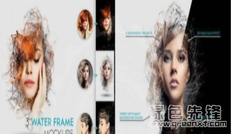 人像照片添加喷溅背景效果PSD模板(照片添加喷溅背景效果素材)V1.0 1