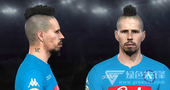 实况足球2018那不勒斯中场哈姆西克面部补丁(pes2018哈姆西克mod) 绿色中文版1