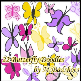 ps可爱卡通蝴蝶花纹笔刷(PS可爱蝴蝶笔刷包下载) 免费版1