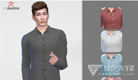 模拟人生4修身格子衬衫MOD(模拟人生4衬衫补丁) 绿色版1