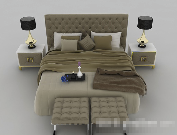 双人床3d模型下载(现代卧室双人床3dmax模型辅助文件)V1.0 绿色版1