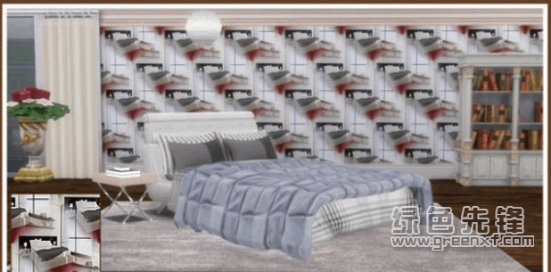 模拟人生4立体卧室墙壁墙纸MOD