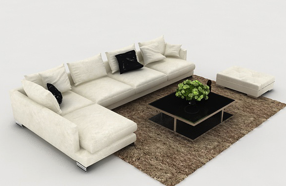 白色休闲组合沙发3d模型下载(现代休闲家居沙发组合3d模型工具)V1.0 绿色版