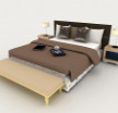 现代卧室棕色双人床3d模型下载(现代家居卧室木制双人床3dmax模型文件)V1.00 免费版