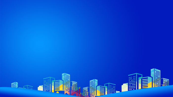 蓝色城市剪影背景的PPT背景图片下载(商务背景图片)免费版